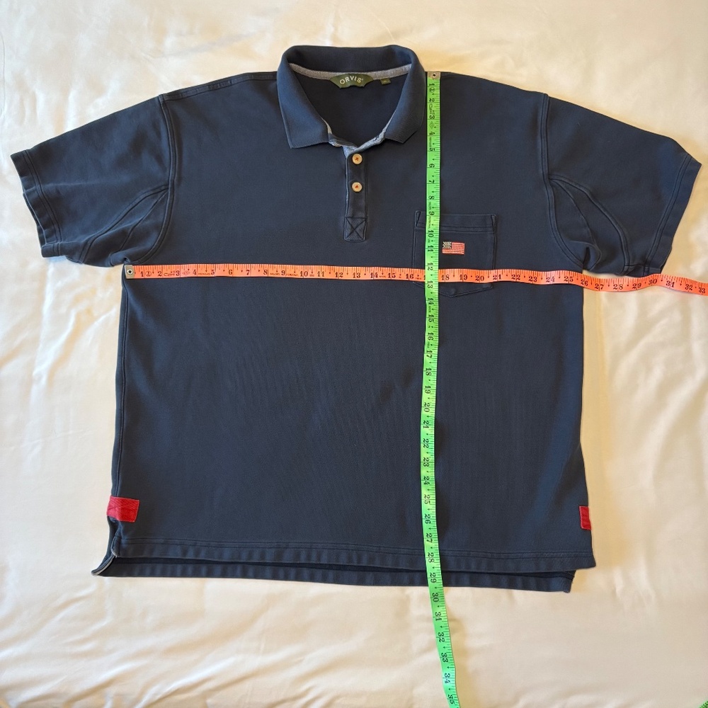 Orvis Polo Shirt Men’s XL Pique 100% Cotton Golf Short Sleeve American Flag‎ USA - Picture 2 of 11